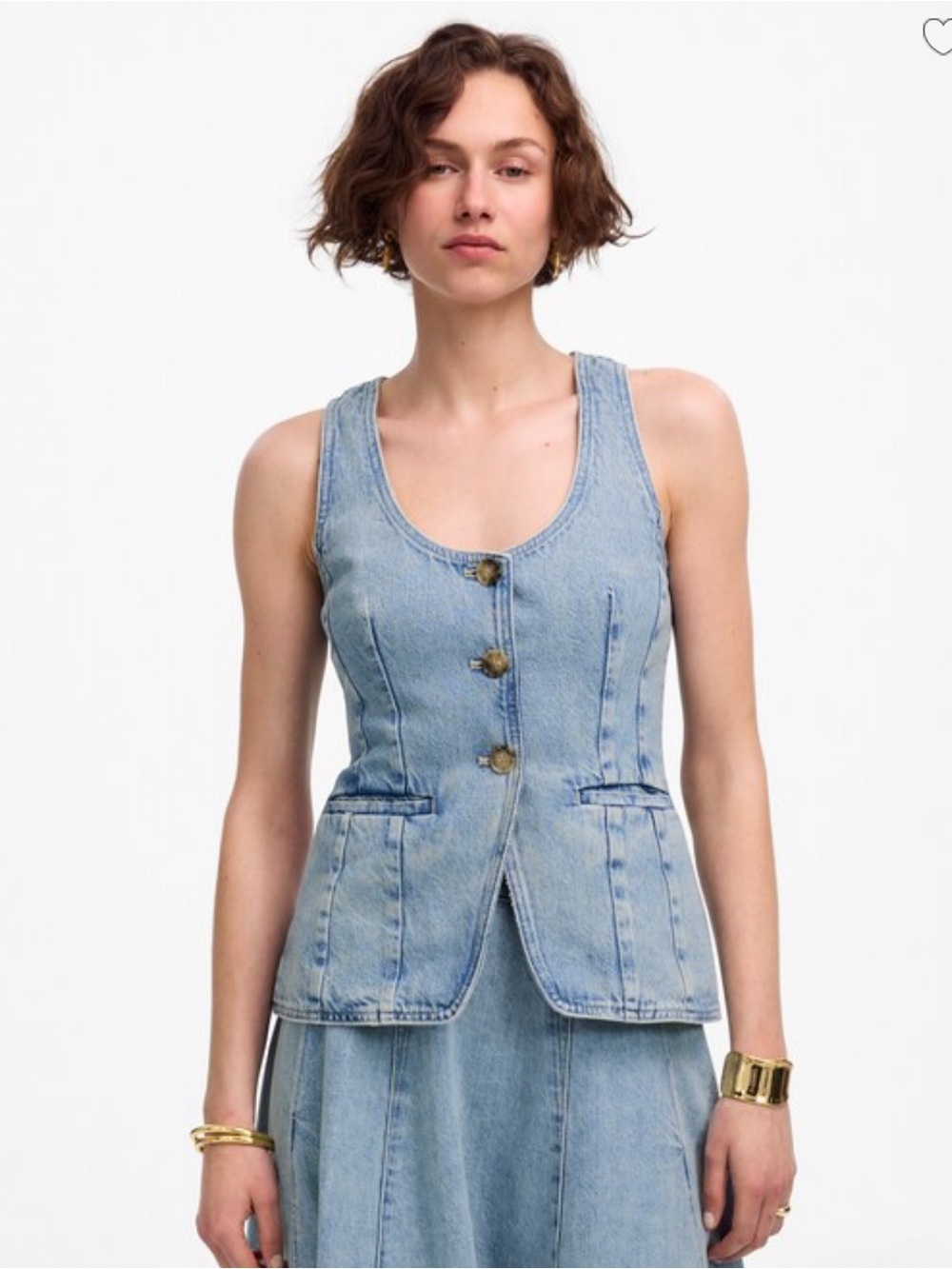 Madewell Denim scoop neck cutaway denim vest in edmonson wash super stretch NWT - Picture 3 of 7